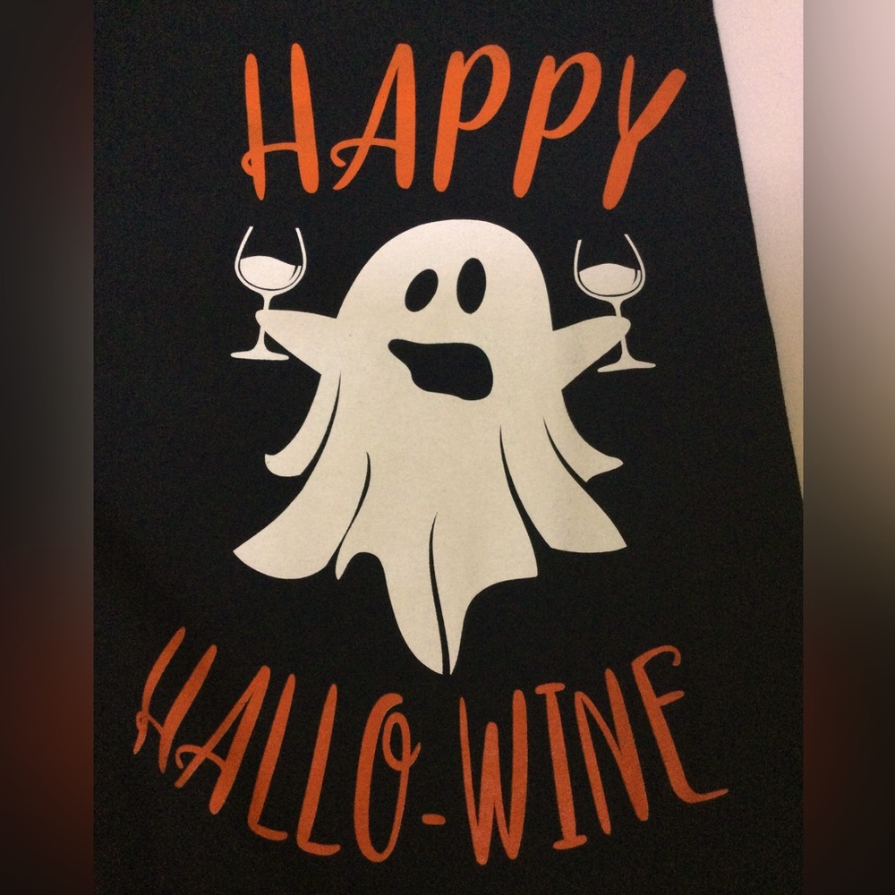 New w tag Happy Hallowine Halloween Womens M long sleeve Cotton tee shirt